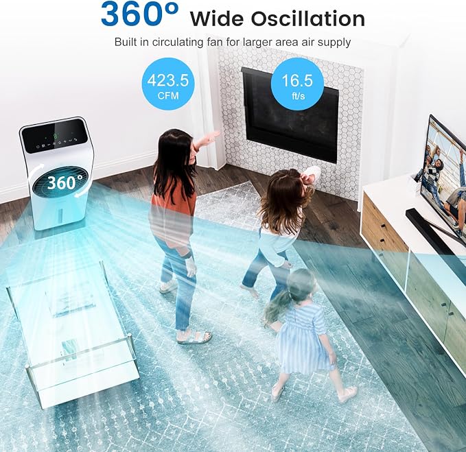 ARLIME Evaporative Air Cooler, 3-in-1 Portable Air Conditioner, AC Fan w/ 3 - Image 2