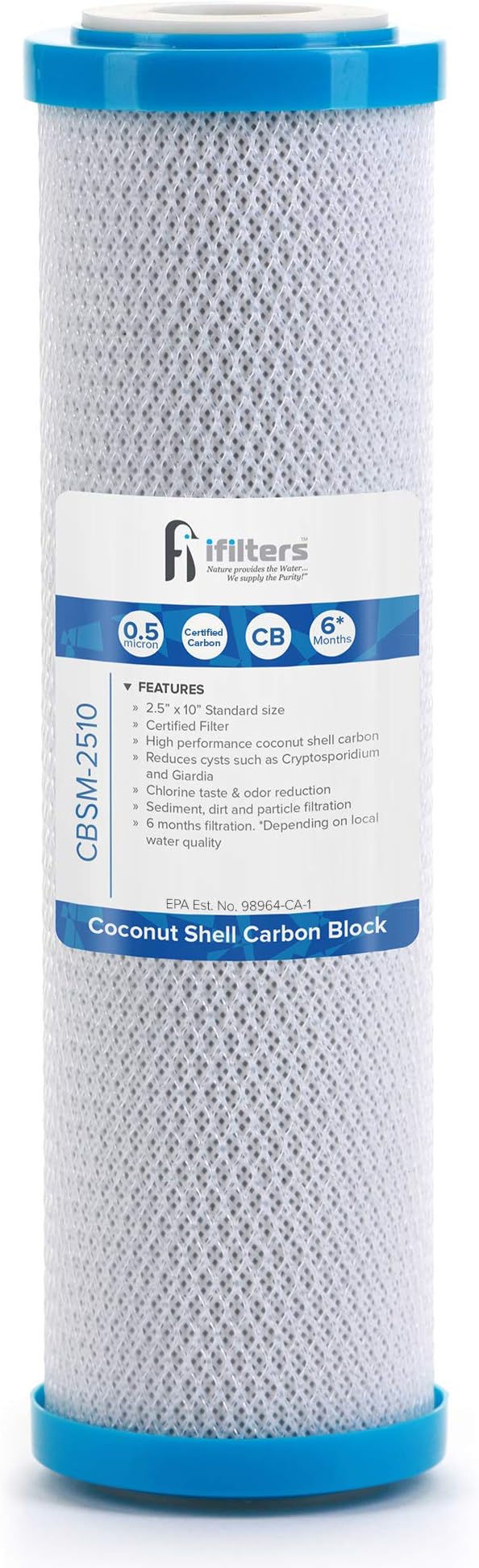 iFilters 0.5-Micron Carbon Block Water Filter – Coconut Shell CTO Drinking by iFilters