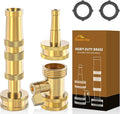 Twinkle Star Heavy-Duty Brass Adjustable Twist Hose Nozzle, High Pressure Hose Nozzle with On-Off Valve, Leakproof Operation 3/4" GHT Connector 3 Pack