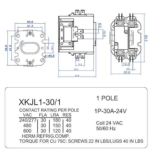 Dreyoo 24V Coil 1 Pole Air Conditioner Contactor, UL Certified Carrier HVAC - Image 2