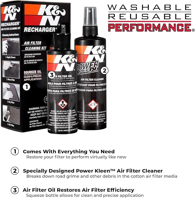 K&N Air Filter Cleaning Kit: Squeeze Bottle Filter Cleaner and Black Oil Kit; - Image 7