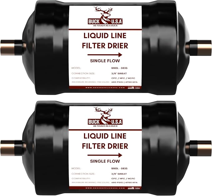 2 Pack Buck Single Flow Refrigerant Liquid Line Filter Drier 3/8" ODF Sweat by BuckUSA