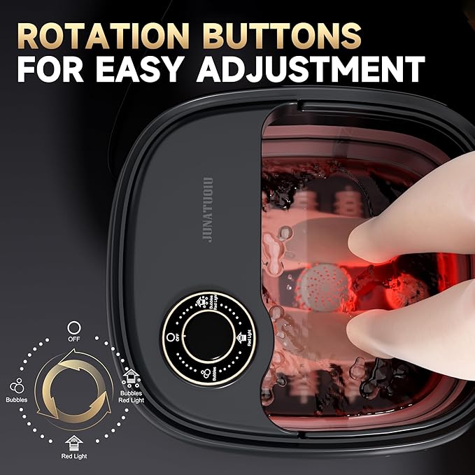Deluxe Foot Bath Massage Spa with Temperature Control, Electric Heated Foot Soaking Tub for Professional Pedicure Foot Spa Massager with Bubbles, Remote Control and Shiatsu Rollers Black
