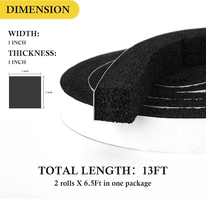 fowong Air Conditioner Window Seal Kit 1" x 1" – Neoprene Foam Tape Weather - Image 5