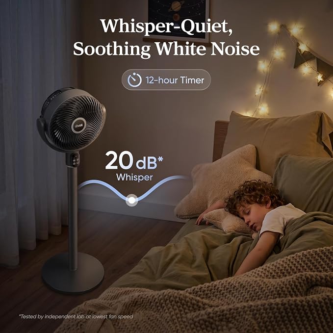 LEVOIT Standing Fan for Bedroom, 90° Oscillating Pedestal Fan, 20dB Quiet for - Image 3