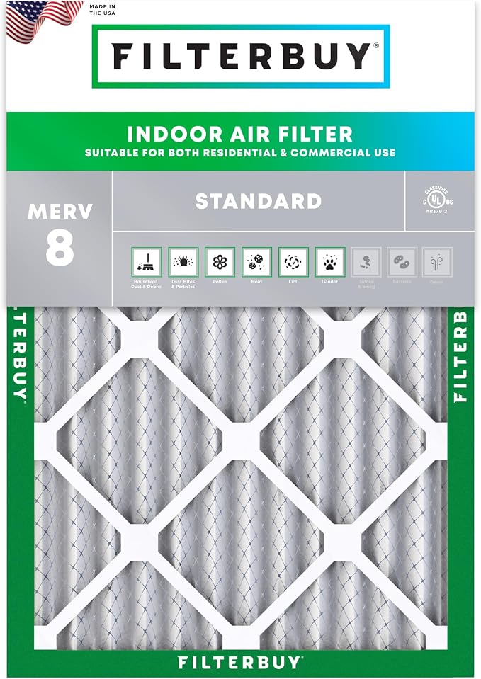 Filterbuy 10x16x2 Air Filter MERV 8 Essential Dust & Allergy Defense, by Filterbuy