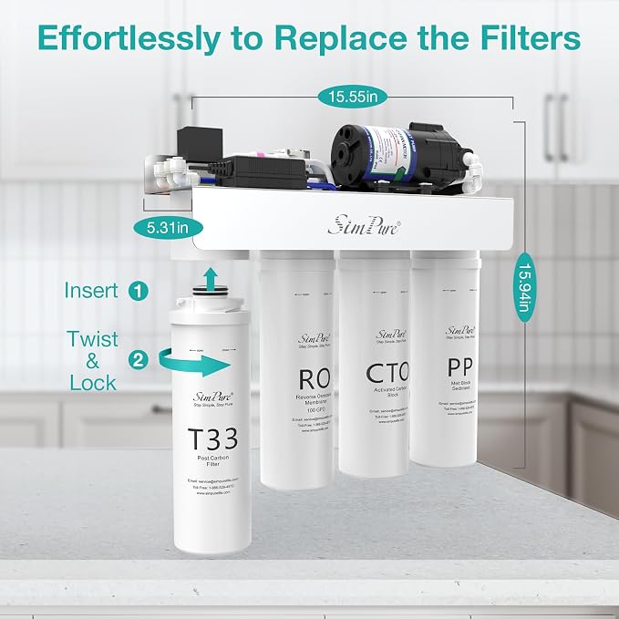 SimPure T1-100 Reverse Osmosis Water Filter, Near 0 TDS Reverse Osmosis System - Image 7