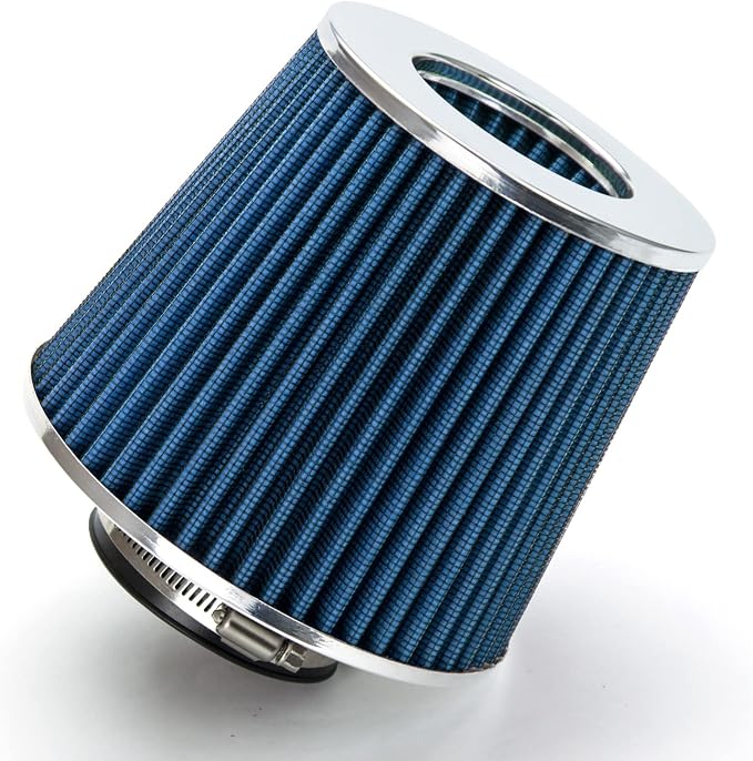 BLUE 3" 76 mm Inlet Cold Air Cone Replacement Performance Washable Clamp-On Dry by RtunesRacing