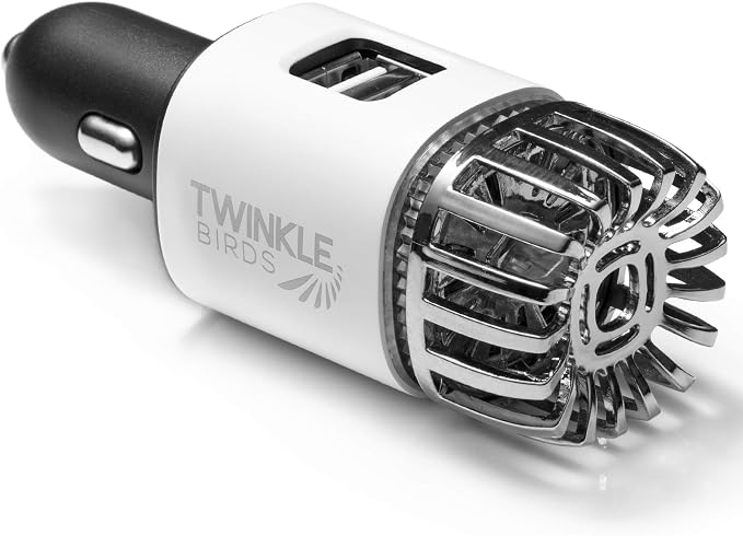 Car Air Purifier Ionizer - 12V Plug-in Ionic Anti-Microbial Car Deodorizer - by TWINKLE+BIRDS