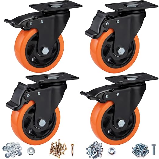 4" Caster Wheels, Casters Set of 4 Heavy Duty by ATrustedCasterWheelsBrand