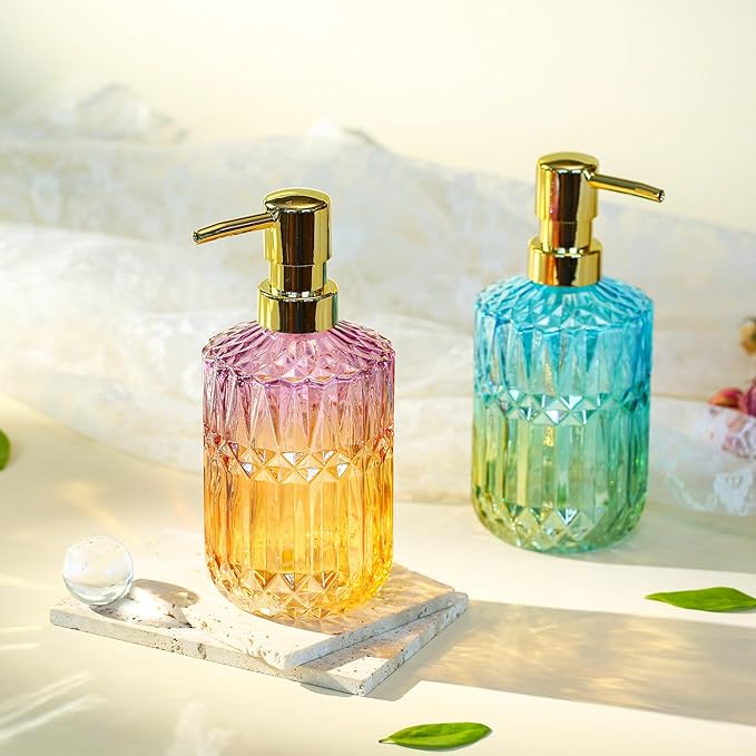 Soap Dispenser with Pump, Refillable Liquid Hand Soap Dish Soap Dispensers for Bathroom Counter, Kitchen Sink (Bluegreen)