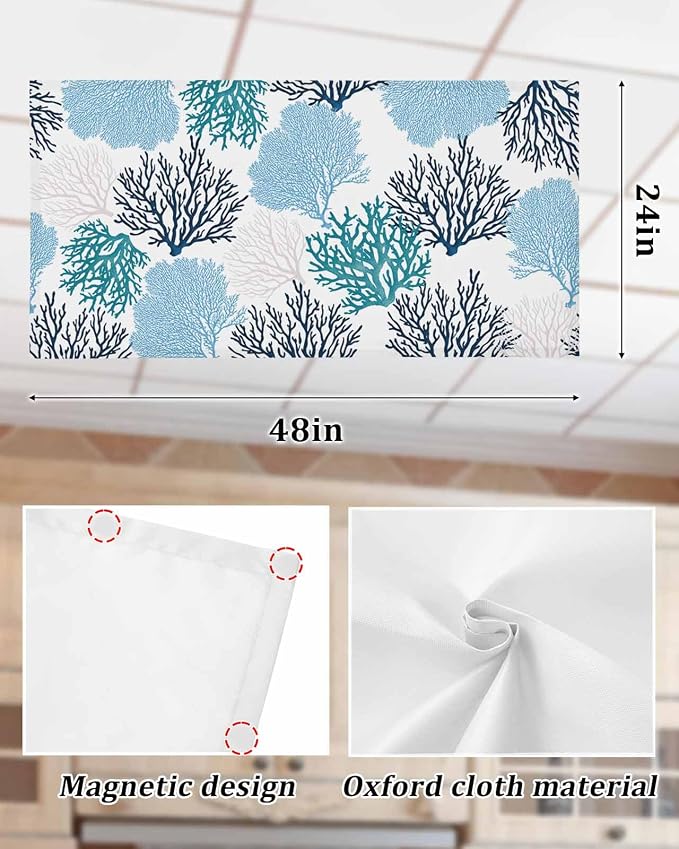 Fluorescent Light Covers for Ceiling Lights Nautical Coastal Ocean Coral - Image 7