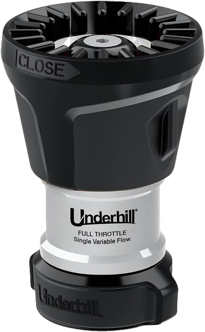 Underhill Magnum UltraMAX Premium PRO Series-Full Throttle 1 Inch Garden Water Hose Nozzle, Sprayer, Jet, Metal and Rubber, Adjustable, NG600-SFH-10