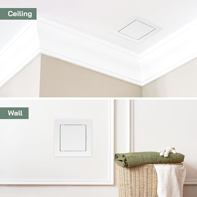 Vent Systems White ABS Plastic - Access Panel 4 x 4 Inch - Pack of 2 - Access Door for Drywall, Wall and Ceiling Electrical and Plumbing Service Wall Hole Cover - Exterior Dimensions 5.3x5.3 Inch