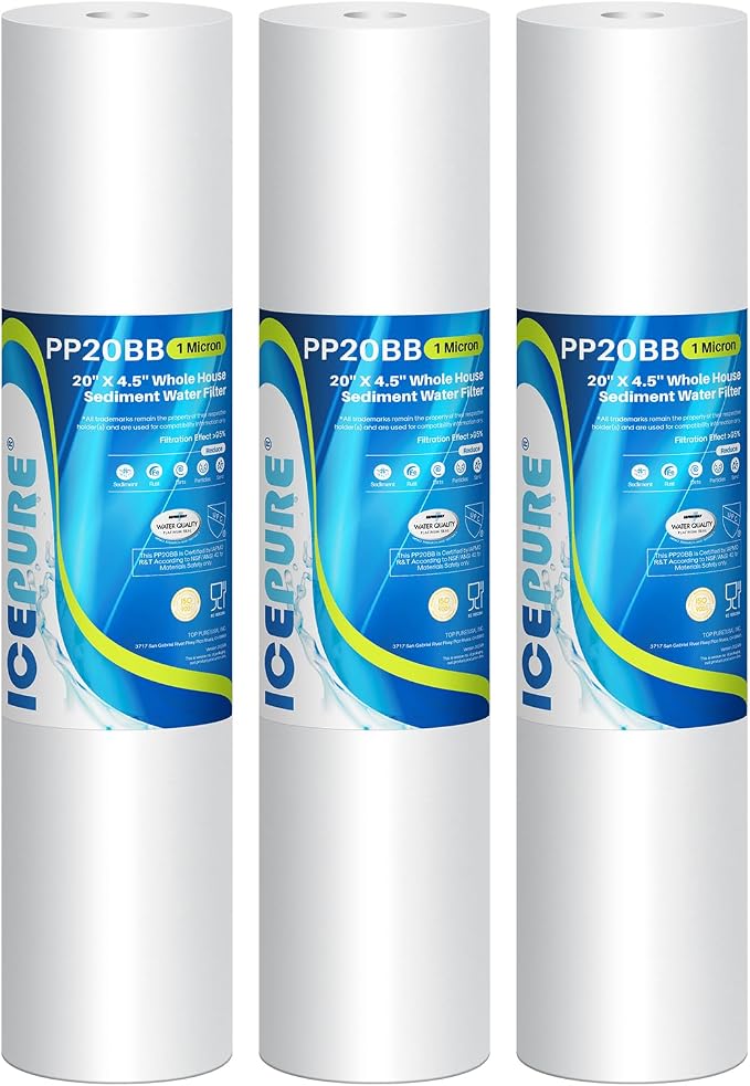 ICEPURE 1 Micron 20" x 4.5" Whole House Sediment Home Water Filter Replacement by ICEPURE