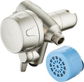 AquaCare Skin & Hair - World's Only Shower Head Combo Filter with Built-in 3-way Water Diverter, ON/OFF Filtration Modes, Instant Cartridge Reload & Stay-Clean American KDF Cartridge, Satin Nickel