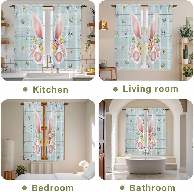Easter Window Curtains 63 Inch Long 2 Panel Set, Rod Pocket Bedroom Curtains & - Image 8