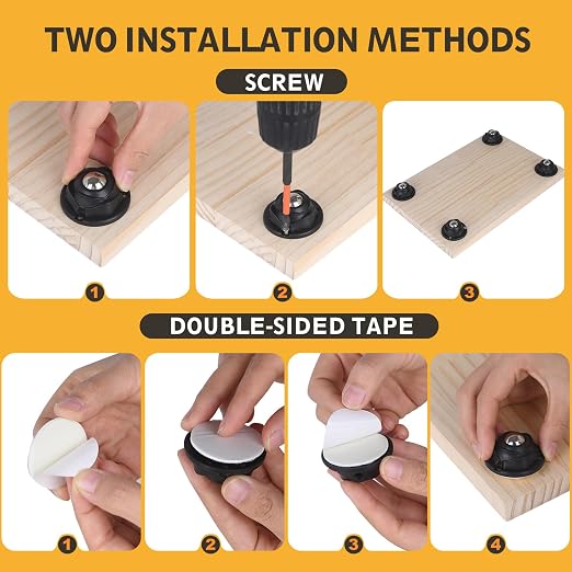 Self Adhesive Caster Wheels Low Profile Swivel Universal Steel Ball Rollers | - Image 7