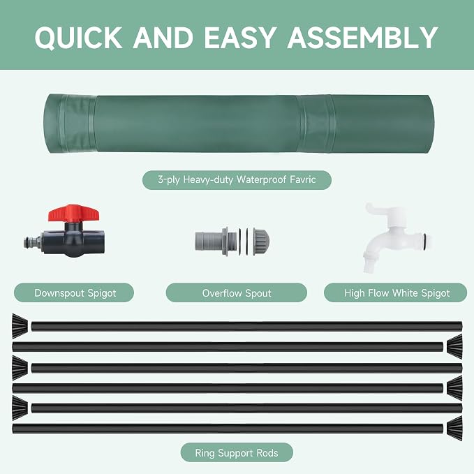 Collapsible Rain Barrel Water Storage Containers-100 Gallon Portable Rainwater - Image 5
