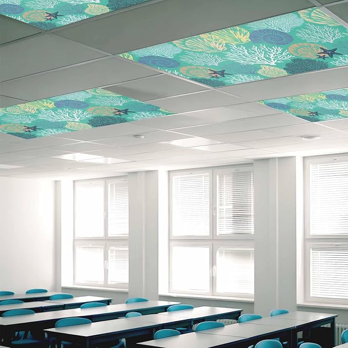 2 Pack Fluorescent Light Cover for Classroom Ceiling Light, Nautical Coastal - Image 2