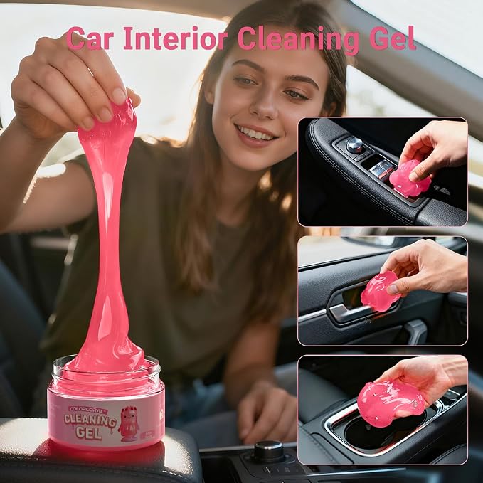 2 Pack Car Cleaning Gel Reusable Auto Slime Cleaner, Rose Scent Dust Cleaning - Image 4