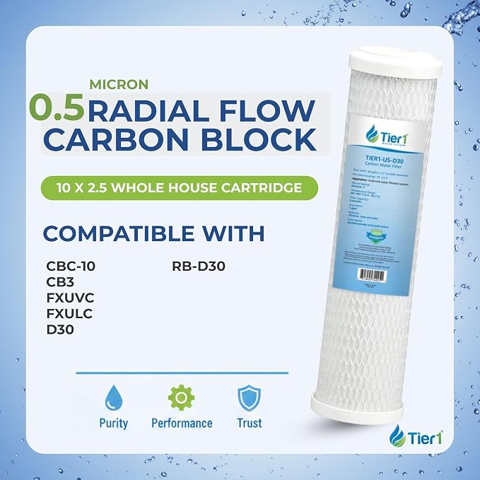Tier1 0.5 Micron 10 x 2.5 Water Filter | Whole House Carbon Block Water Filter - Image 2