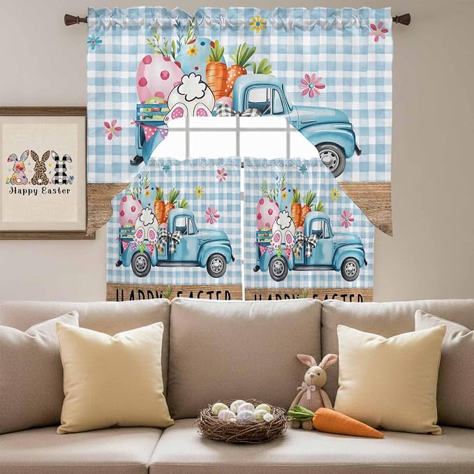 Swag Valance Curtains, Easter Truck - Image 5