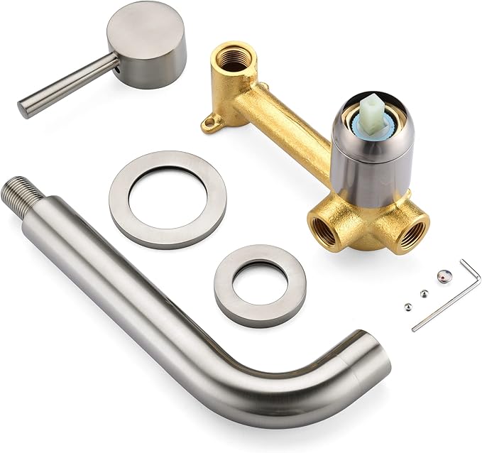 SUMERAIN Bathtub Faucet Brushed Nickel Wall Mount Tub Filler Single Left-Handed Handle