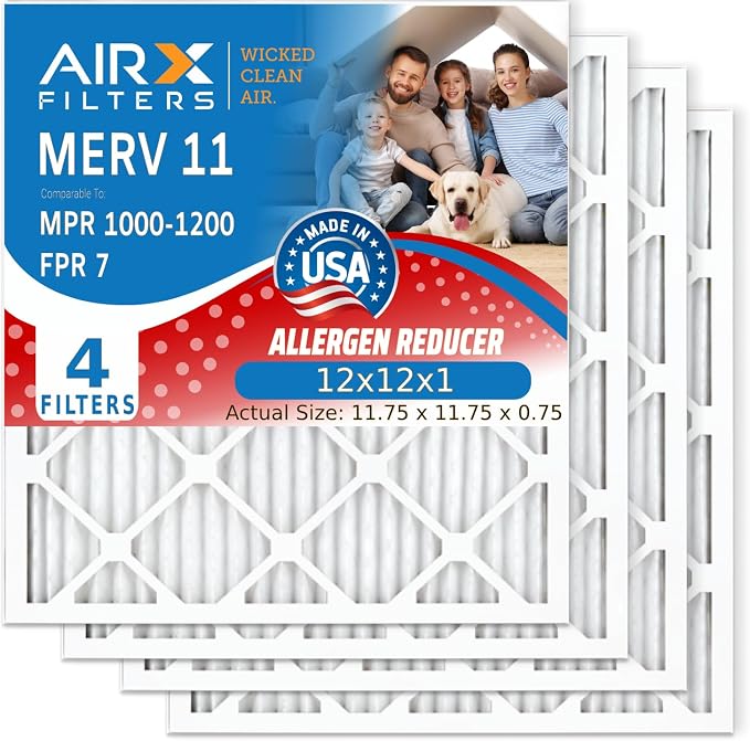AIRX FILTERS WICKED CLEAN AIR. 12x12x1 Air Filter MERV 11 Electrostatic Pleated by AIRXFILTERSWICKEDCLEANAIR