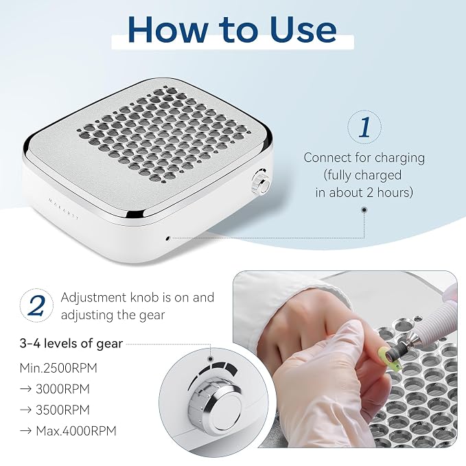 Makartt Cordless Nail Dust Collector: Rechargeable Fan Nail Vacuum - Image 2