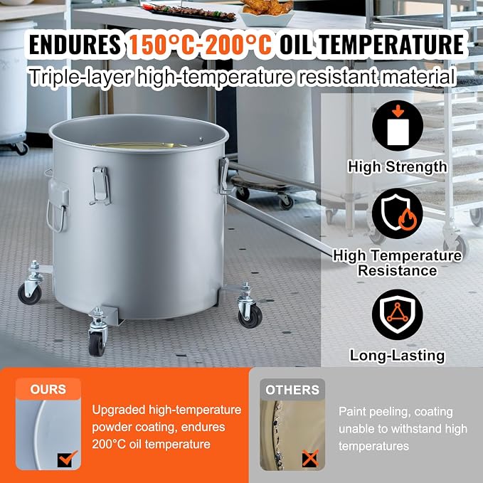 VEVOR Fryer Grease Bucket, 16 Gal Oil Disposal Caddy - Image 3