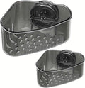 2PCS Sink Organizer Rack for Kitchen for Sponges, Scrubbers, Sink Corner Drain Box,with Adhesive Suction Cup Mount (Black)