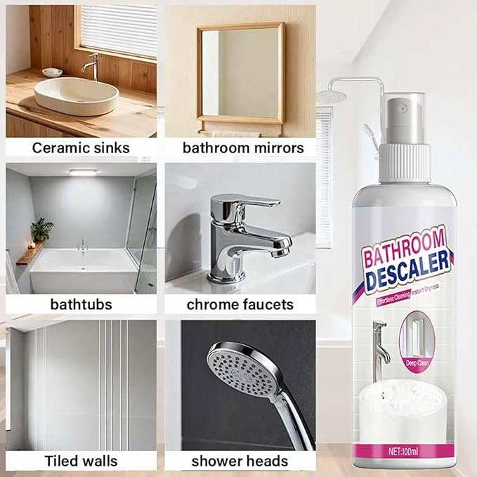 Bathroom Glass Scale Remover, With Fast Acting Solution, 120g, Toilet Bowl Cleaner, Bathroom Descaler Cleaner, Fast-Acting Formula, For Kitchen, Sink, Bathtub, Tiles, Faucets, Shower, Steel