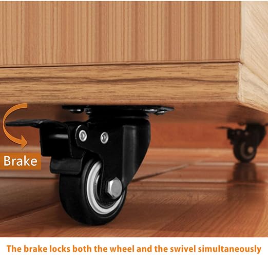2 inch Casters Set of 4 with Brake, Polyurethane and Floor Protection, - Image 4