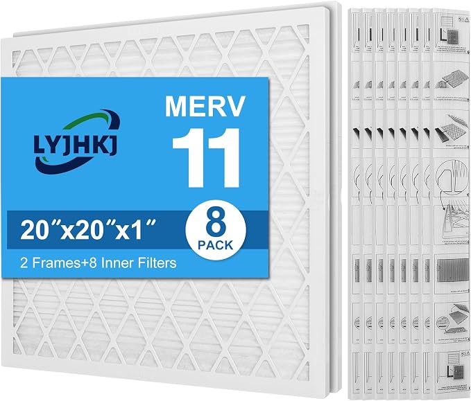 20x20x1 MERV 11 Air Filter, Quality AC/HVAC Furnace Filter，2 Reusable ABS Frame by LYJHKJ