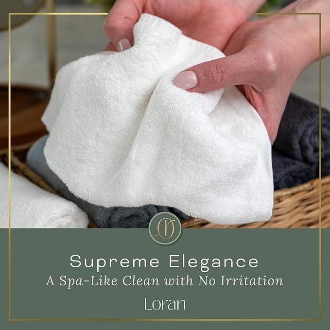 White Washcloths Set of 6 Soft Facial Cloths 10” x 10” 100% Viscose Derived from Bamboo Spa-Like Feel Silky Face Cloth for Skin Cleansing