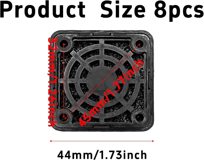 8Pcs 40mm Cooling Fan Filter, Plastic Dustproof Mesh Cover - Image 2