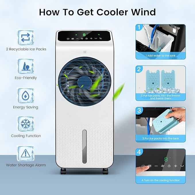 ARLIME Evaporative Air Cooler, 3-in-1 Portable Air Conditioner, AC Fan w/ 3 - Image 3