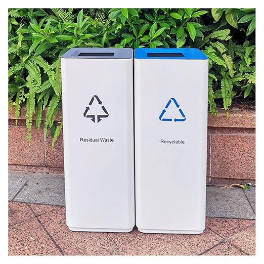 GLigeT Outdoor Trash can White Combined Trash Can Large-Capacity Square Sorting by Unknown