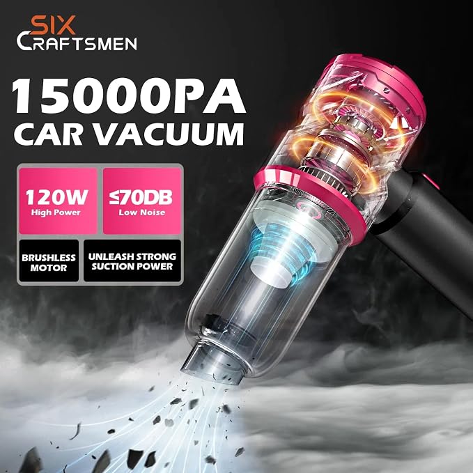 Handheld Car Vacuum with 15000PA Power, 4 in 1 Powerful Cordless Vacuum Cleaner - Image 2