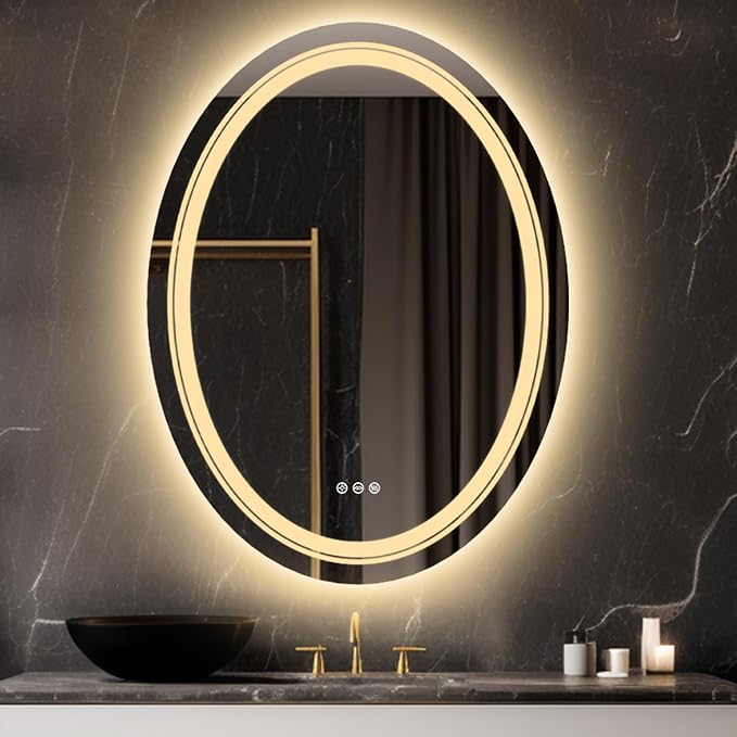 LUVODI Lighted LED Bathroom Mirror: 32”x24” Oval Wall Mounted Makeup Mirror by LUVODI