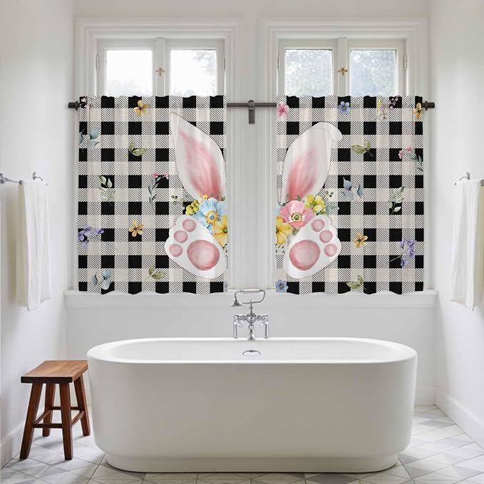 Easter Kitchen Tier Curtains 45 Inch Long 2 Panel Set, Rod Pocket Short Window - Image 5