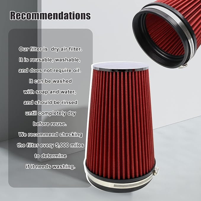 RYANSTAR RACING 152mm 6" High Flow Round Tapered Cone Closed-Top Washable - Image 6