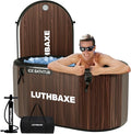 Cold Plunge | Upgraded 218 Gallon Inflatable Ice Freestanding Bathtub with 5 Layers Durable Design | Portable Cold Water Bath for Athletes' Recovery | Ice Bath for Outdoor and Camping | Wood Grain