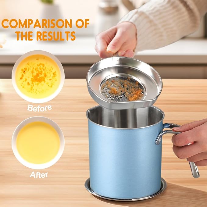 Chihee Stainless Steel Bacon Grease Saver - 2L / 67.6 fl oz Oil Container - Image 3