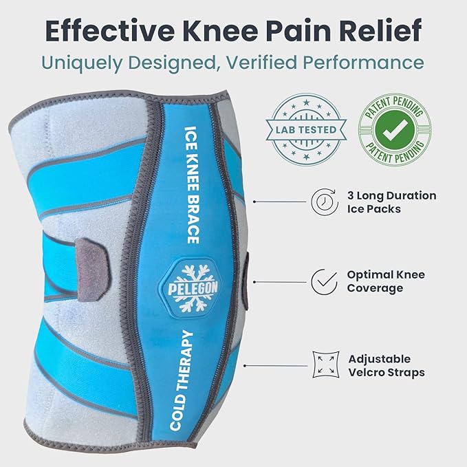 Knee Ice Pack Wrap - Adjustable Ice Pack for Knees Surgery, Replacement, Arthritis Pain, ACL, Sports Injuries, Post Surgery, for Long Duration - 2 Pack