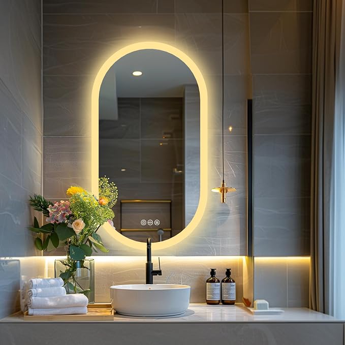 LUVODI Lighted LED Bathroom Mirror: 40x20IN Oval Anti-Fog Dimmable Wall Mounted - Image 8