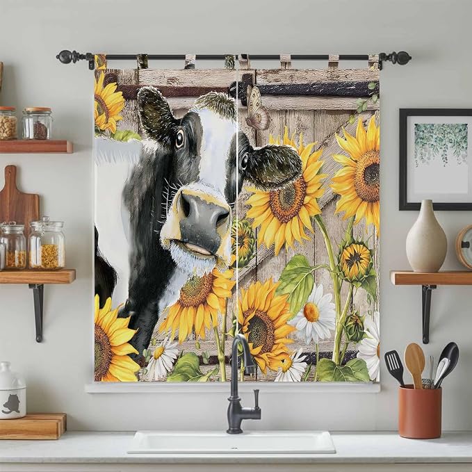 Retro Farmhouse Flower Living Room Curtains 84 Inch Length, Window Curtains Tab - Image 3