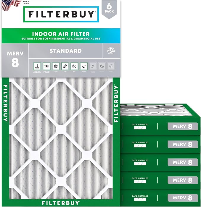 Filterbuy 12x20x2 Air Filter MERV 8 Essential Dust & Allergy Defense, by Filterbuy