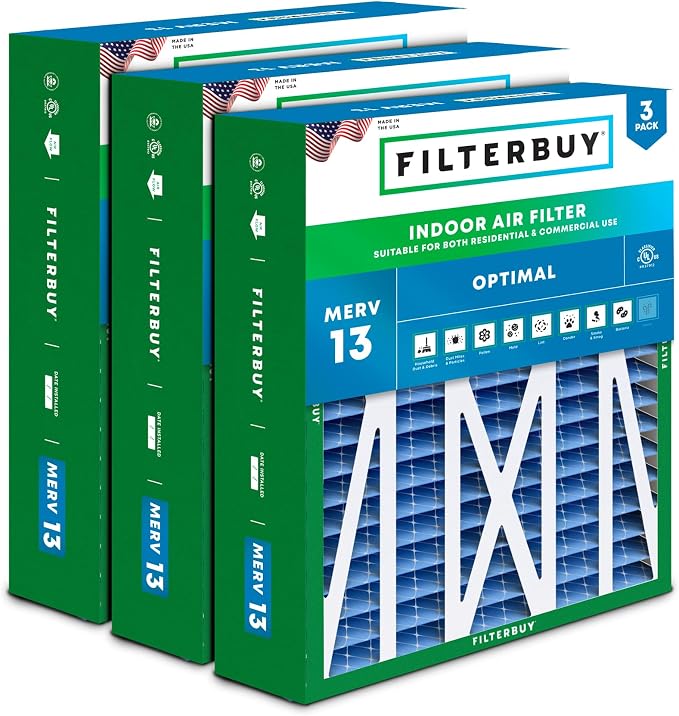 Filterbuy 17.5x21x5 Air Filter MERV 13 Optimal Smoke & Allergy Defense by Filterbuy
